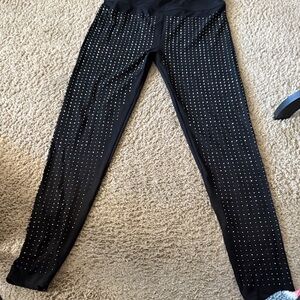 Black Leggings with Silver rhinestones